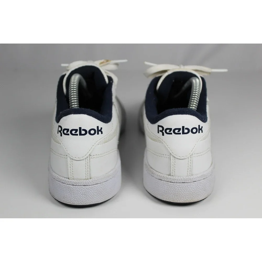 Reebok Club C 85 Mens White Navy Blue Leather Sneakers AR0457 Size 7.5